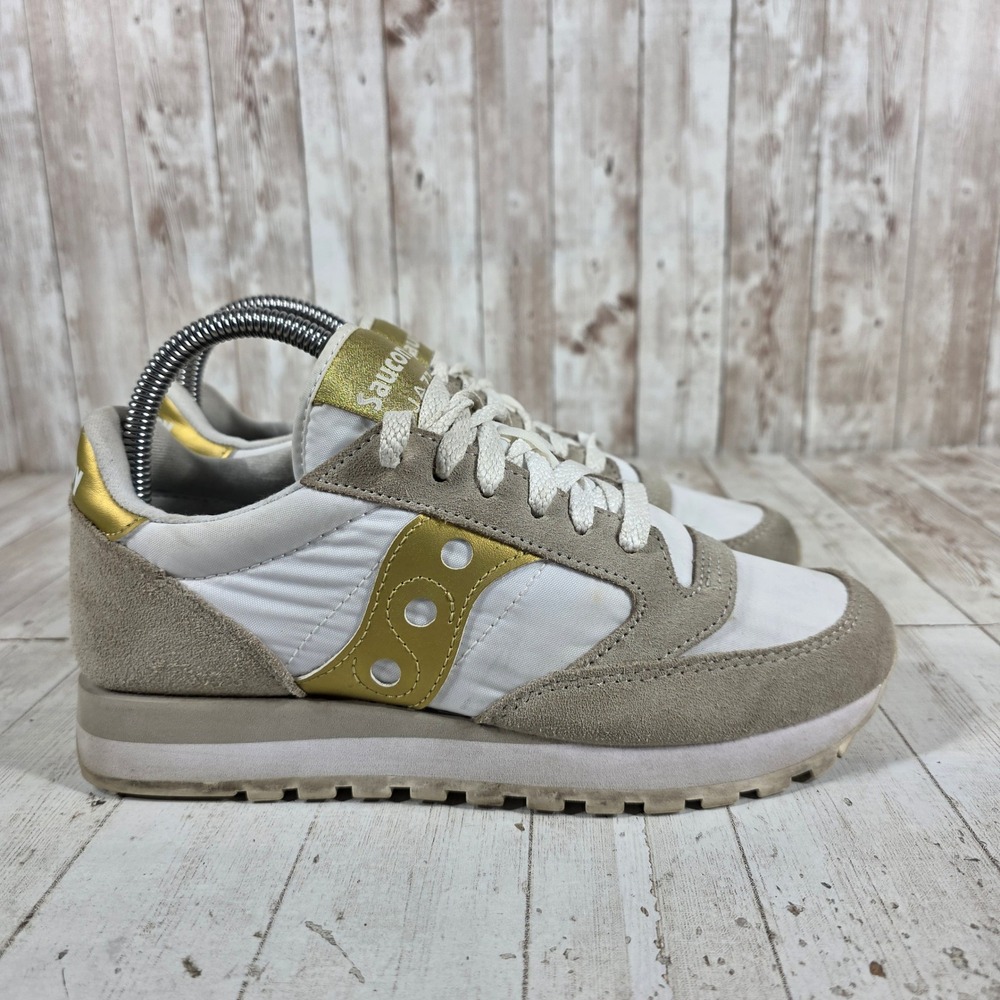 Saucony Jazz Original Womens Tan White Gold Sneakers S1044-611 Size 7